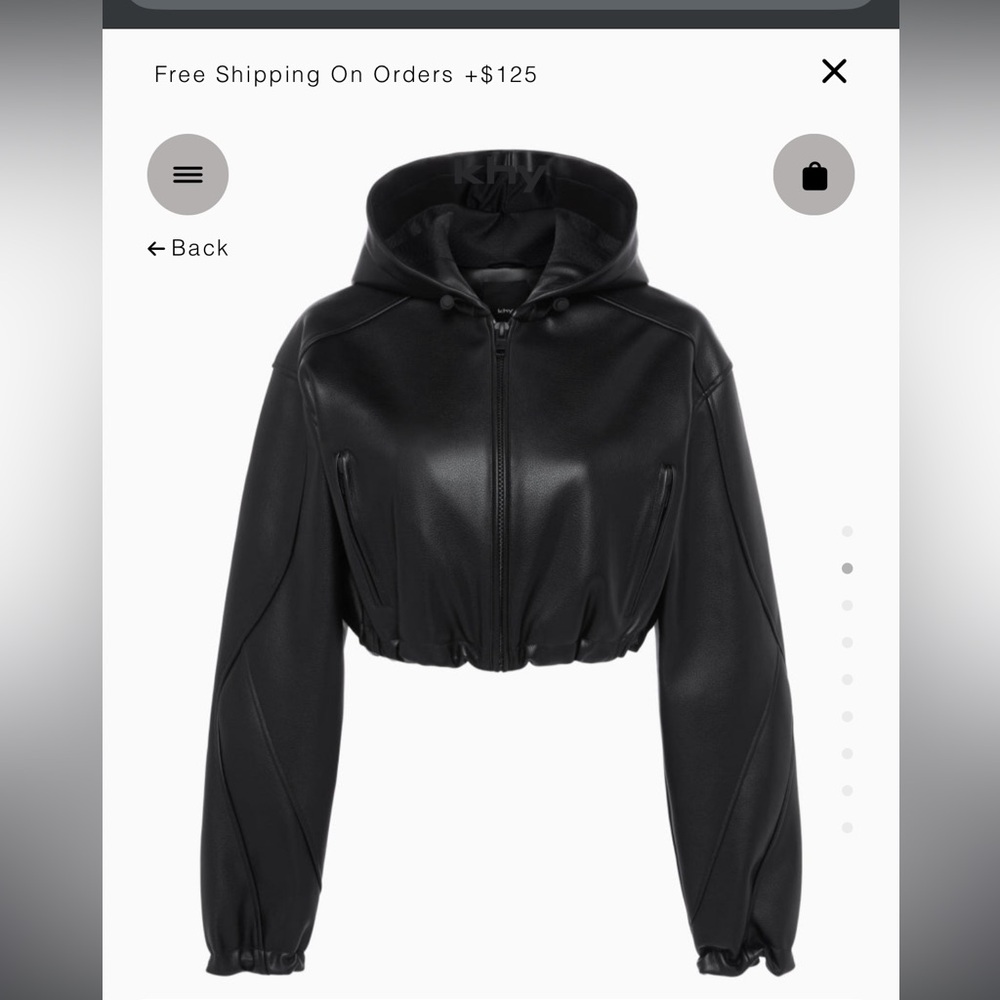 KHY Faux Leather Cropped Hooded Jacket Size S New